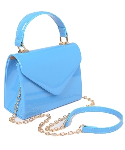 Enamel Faux Leather Top Handle Bag C5706 BLUE
